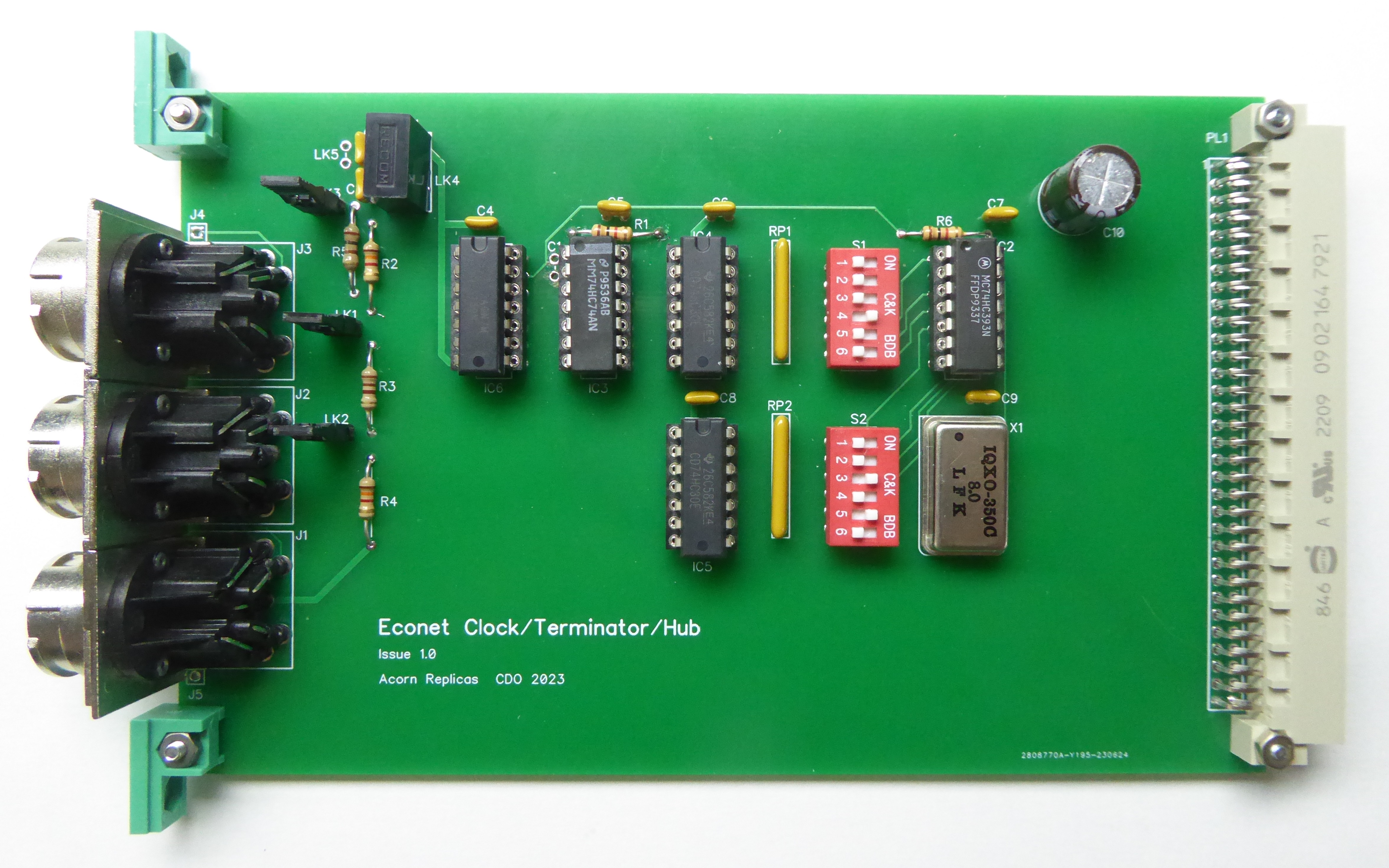 Eurocard Econet Clock/Terminator/Hub (3-socket)